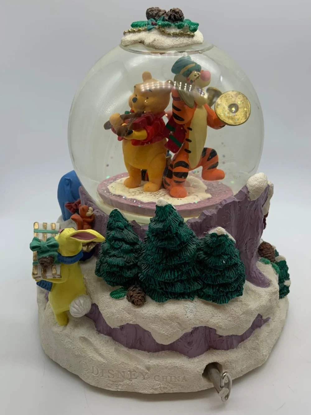 Vintage Disney Winnie the Pooh & Friends We Wish You A Merry Christmas Snowglobe